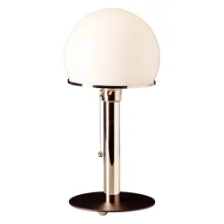 WA 23 Wagenfeld Bordslampa nickel, svartlackerad, opal glas