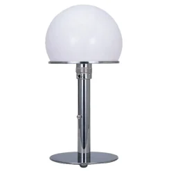 WA 24 Wagenfeld Bordslampa nickel, skärm av opal glas