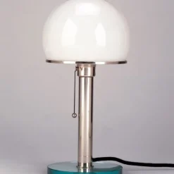 WG 25 GL Wagenfeld Bordslampa glas, nickel, opal glas